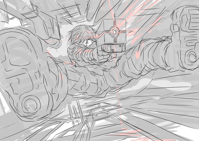 BLAME!のゴリゴリの描き込みを今のアウトラインをなぞるような描き方で描いたらどうなるんだろ?とか思いながら描いてる(霧亥ちゃん分からん) 