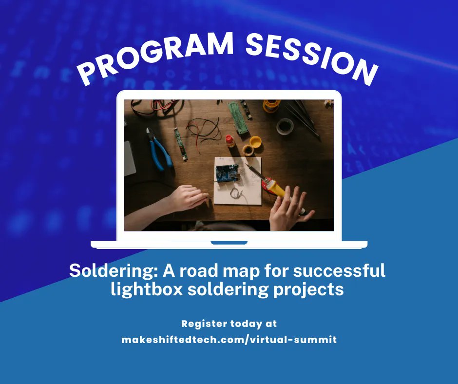 MakeShiftEdTech's tweet photo. Looking to learn more on bringing soldering to your school's makerspace? This session at the Makerspace Educators Community Virtual Summit is perfect for you!

Save your seat here: https://t.co/QtxSjGETry
#educators #makerspace https://t.co/7NOZSSijfp