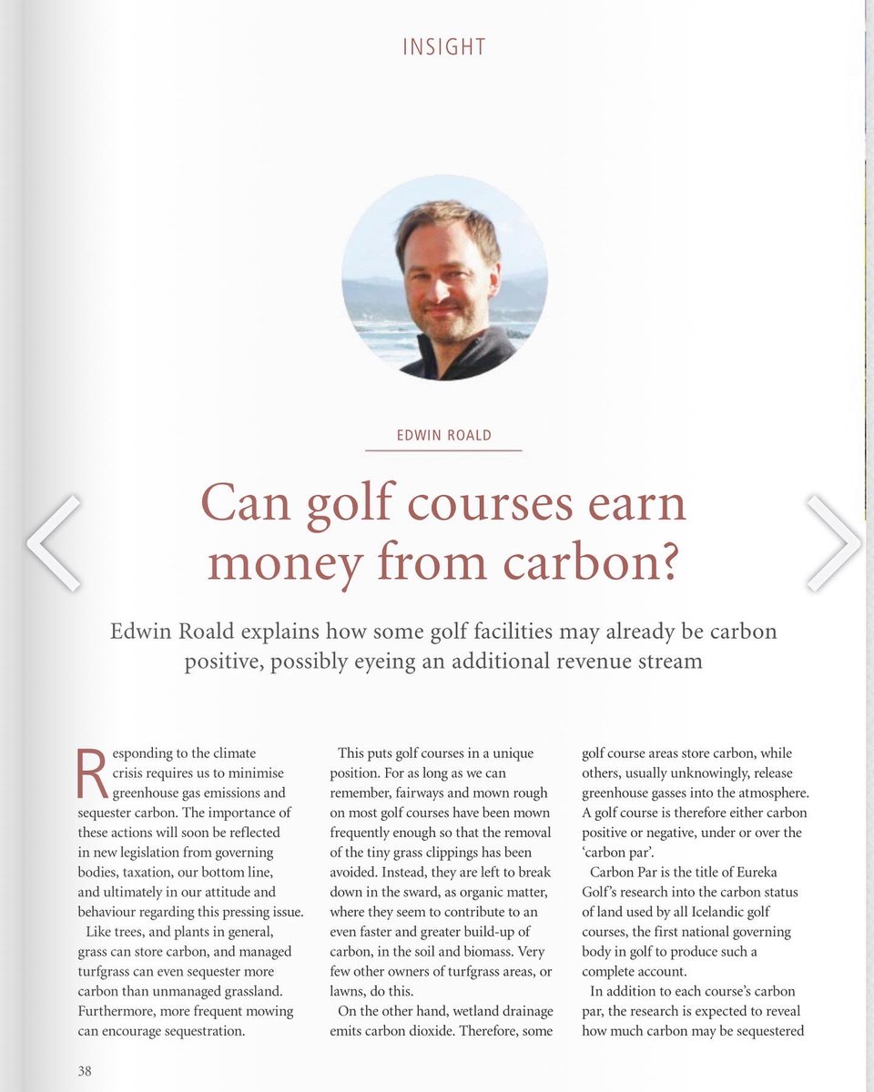 CarbonPar's tweet photo. In the latest issue of @gcamagazine, Carbon Par director Edwin Roald explains how golf courses can be seen as carbon sinks. Read it here: https://t.co/XjHNLt5Pnt… #climate #ClimateCrisis #climate #carbonpar #golf #golfcourses #sustainablegolf https://t.co/1coMMxnkAK