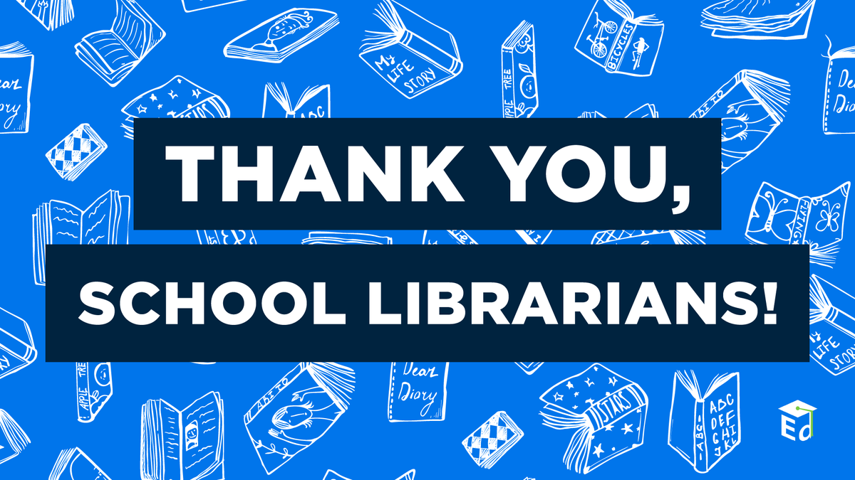 usedgov's tweet photo. 📚 School librarians: Your knowledge, resourcefulness & love of reading inspires students as they progress through the chapters of their lives. Thank you for all that you do to inspire future generations of readers! 📚 #NationalLibrariansDay #SchoolLibraryMonth https://t.co/J7zy77nGKL
