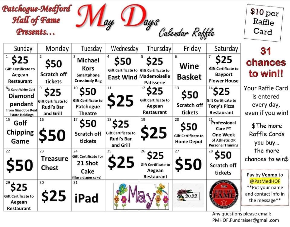 𝑀𝑎𝑦 𝐷𝑎𝑦𝑠 𝑖𝑠 ℎ𝑒𝑡𝑒!!

𝚆𝚎 𝚊𝚛𝚎 𝚎𝚡𝚌𝚒𝚝𝚎𝚍 𝚝𝚘 𝚒𝚗𝚝𝚛𝚘𝚍𝚞𝚌𝚎 𝚘𝚞𝚛 𝚕𝚊𝚝𝚎𝚜𝚝 𝚙𝚛𝚒𝚣𝚎 𝚌𝚊𝚕𝚎𝚗𝚍𝚊𝚛!!  𝚆𝚒𝚝𝚑 31 𝚌𝚑𝚊𝚗𝚌𝚎𝚜 𝚝𝚘 𝚆𝙸𝙽 𝚏𝚘𝚛 𝙾𝙽𝙻𝚈 $10 𝚙𝚎𝚛 𝚝𝚒𝚌𝚔𝚎𝚝, 𝚒𝚝´𝚜 𝚊 𝙱𝙰𝚁𝙶𝙰𝙸𝙽!! 
#HallofFame #Maydays