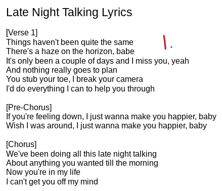 Harry Styles – Late Night Talking Lyrics
