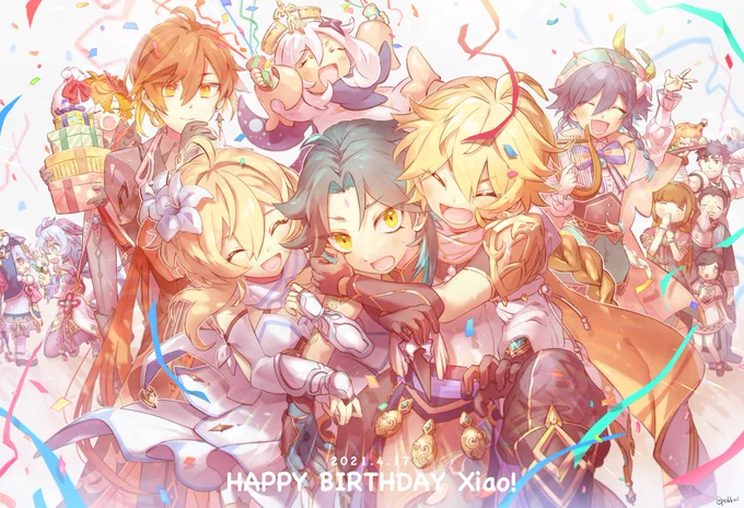 フライングお祝い。魈さん誕生日昨年の絵です🎉 