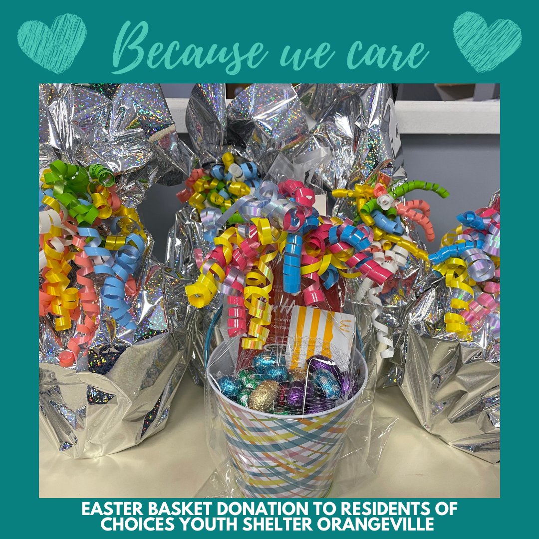 We dropped off Easter Baskets for the residents currently staying with Choices Youth Shelter in #Orangeville and had a chance to learn more about the youth shelter, and the men's shelter coming in June. 
#HappyEaster #EasterBaskets #DufferinCounty #BecauseWeCare
 @CHOICESYouth