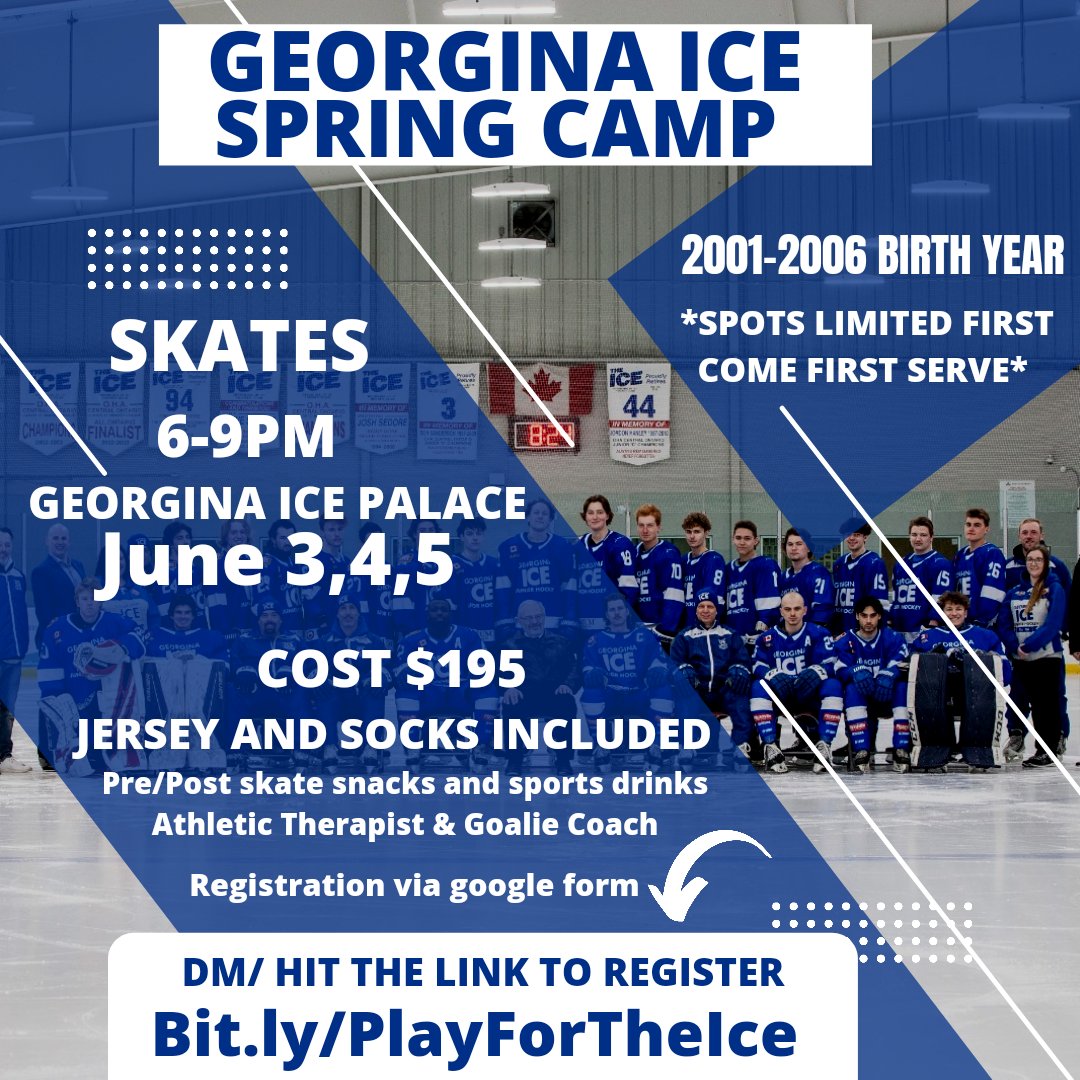 GeorginaIce's tweet image. Our 29th season is has officially kicked off with our 2022-23 Spring Camp registration now officially open. Come be a part of history in Georgina this season. Get in touch with our Hockey Operations team for any questions. All roster positions available 💙🧊🏒 #IceWarning