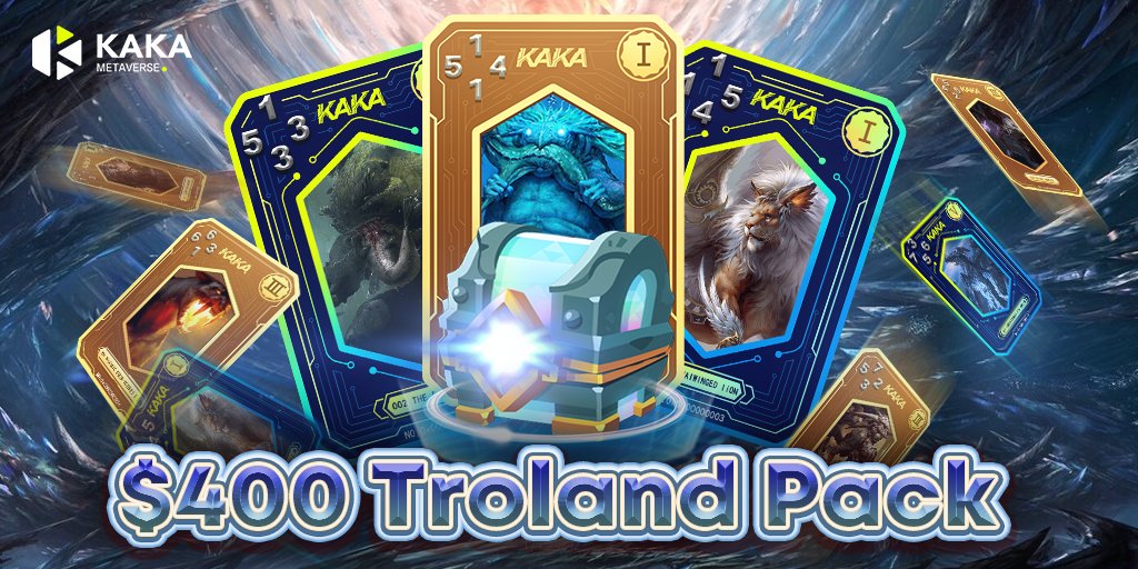 kakanftworld's tweet photo. 🤑A chance to win $400 #Troland Packs by purchasing a KAKA's Daily Burning Mystery Box costing only 50 $KAKA.

Warm reminder, Troland #NFT cards can be repurchased on #KAKA's official website💪

Good luck guys🌟
https://t.co/BuBzcFXTcd

#NFTs #hodl #blockchain #BNB #token #gamefi https://t.co/DTq205o8ae