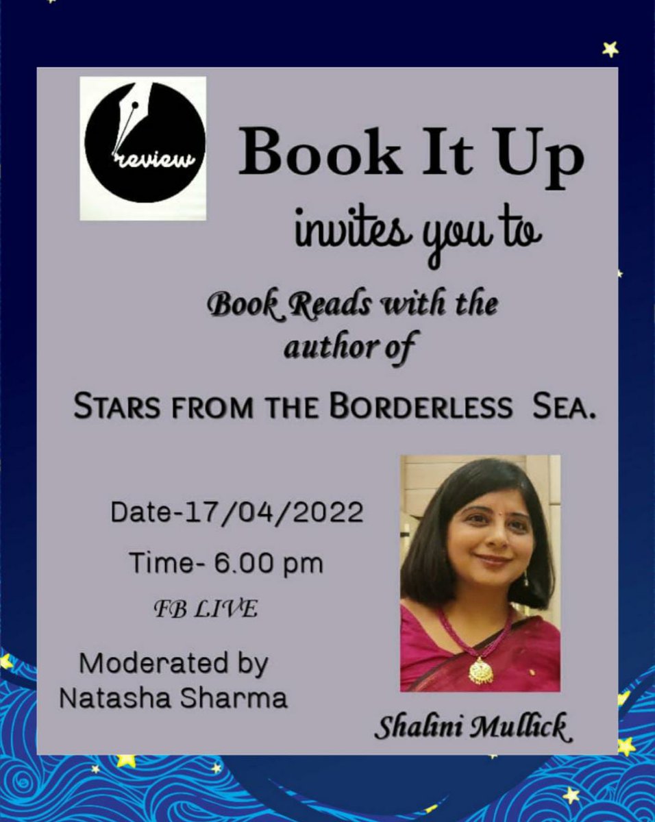 Natasha (@natsharma) on Twitter photo Join us on Sunday, 17-04 @ 18:00 IST where we discuss with <a href="/MullickShalini/">Shalini Mullick</a> about her book, Stars from the Borderless Sea and other interesting things. Join us on Sunday, 17-04 @ 18:00 IST where we discuss with <a href="/MullickShalini/">Shalini Mullick</a> about her book, Stars from the Borderless Sea and other interesting things.