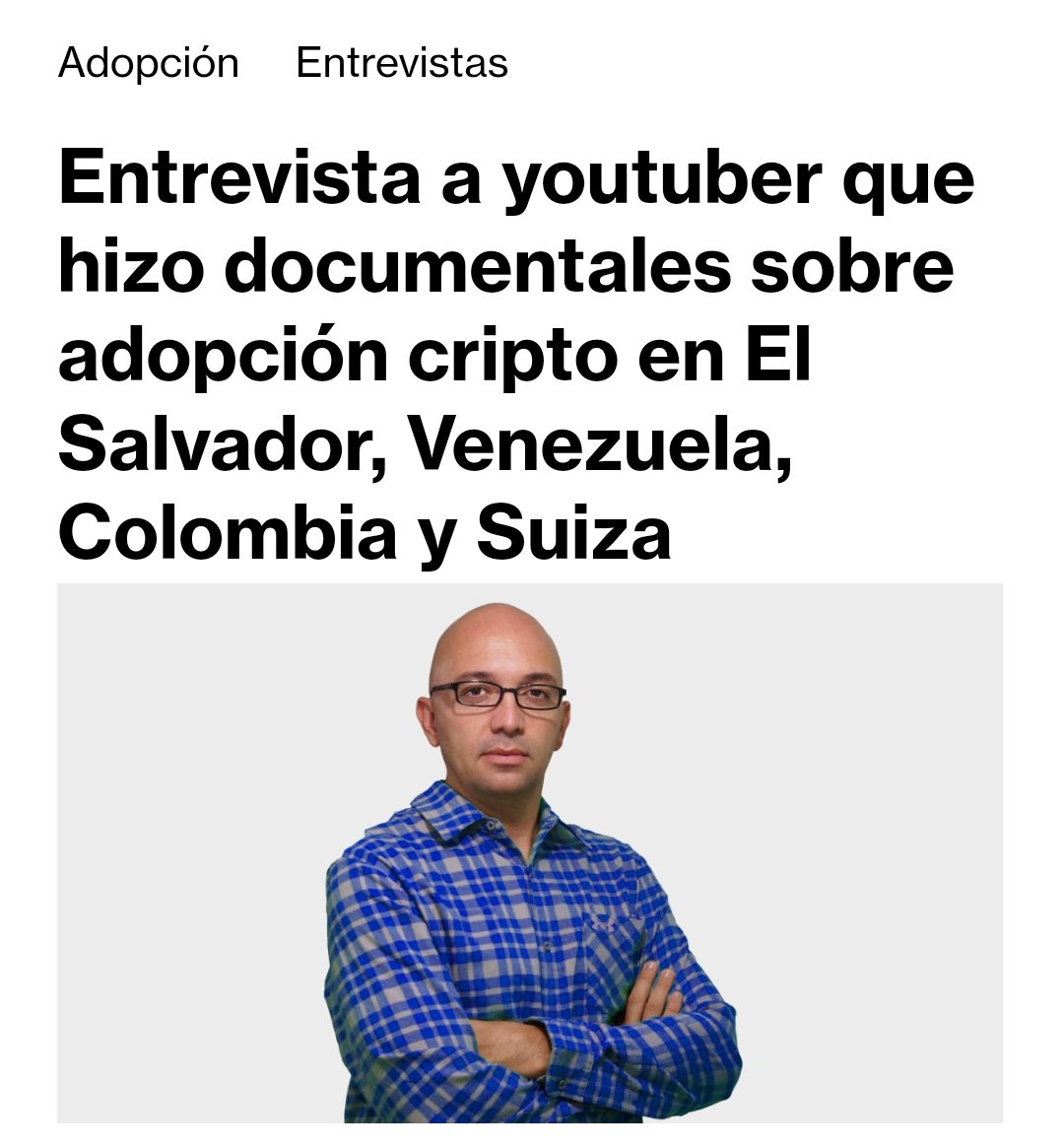 Entrevista a youtuber que hizo documentales sobre adopción cripto en El Salvador, Venezuela, Colombia y Suiza #Adopción #Entrevistas diariobitcoin.com/entrevistas/en…