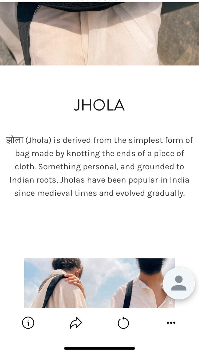Maatrushree's tweet photo. While I appreciate the revival of traditional clothing and accessories, charging 2k+ for the simplest form of bag #jhola seems quite unreasonable! Empower your local tailor to stitch this from an old pant or kurta! https://t.co/j3Eb8ZOJMY