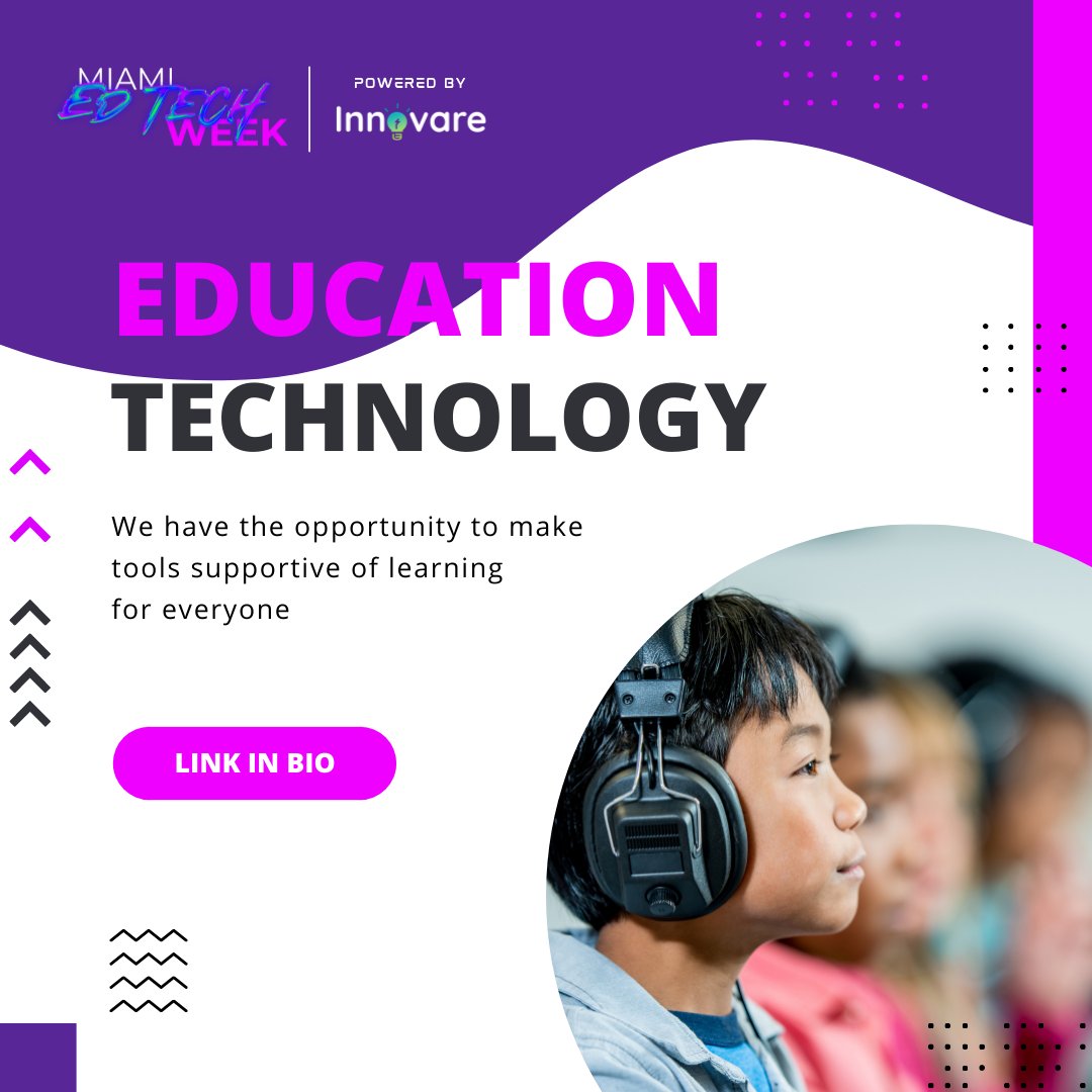 MiamiEdTech's tweet photo. Teachers and students use technology in the classroom in a variety of ways to boost the learning experience and make education smarter than ever, and education technology, “EdTech,” is now an industry of its own.
https://t.co/inXVtBEuZA
#cscareers #educators #miamiedtechweek https://t.co/T8SAhSAoMj