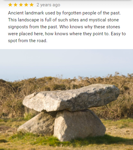 Tim_Hannigan's tweet image. I just noticed that something called &quot;Morvah Standing Stones&quot; now features on Google Maps, complete with visitor reviews. I&apos;m rather delighted about this, because the &quot;forgotten people of the past&quot; who built it were Terry Davey and his front-loader, in the late 1990s.