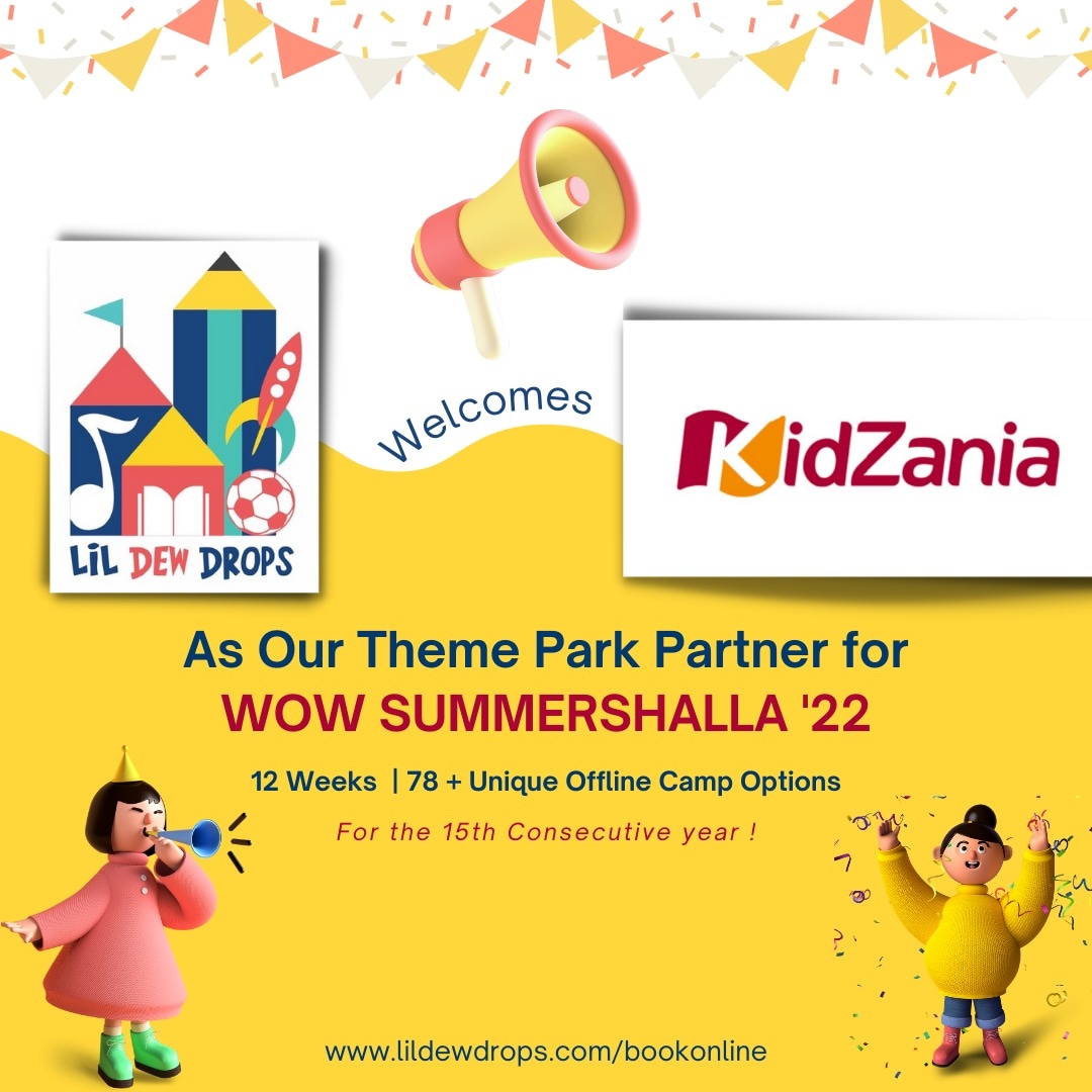 Lil_DewDrops's tweet photo. It's always a pleasure to collaborate with a Company who is as passionate for life skills as we are!
Welcome onboard @kidzaniaindia as our Theme Park partner for WOW Summershalla '22.
Enroll for our #summercamps and get exclusive gift vouchers by Kidzania.

#lildewdrops #kidzania https://t.co/nx2XMhH4e4