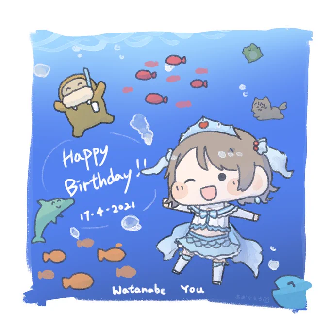 #渡辺曜生誕祭2022
曜ちゃん誕生日おめでとう😭🎉🎉🎉
(過去絵ですみません) 