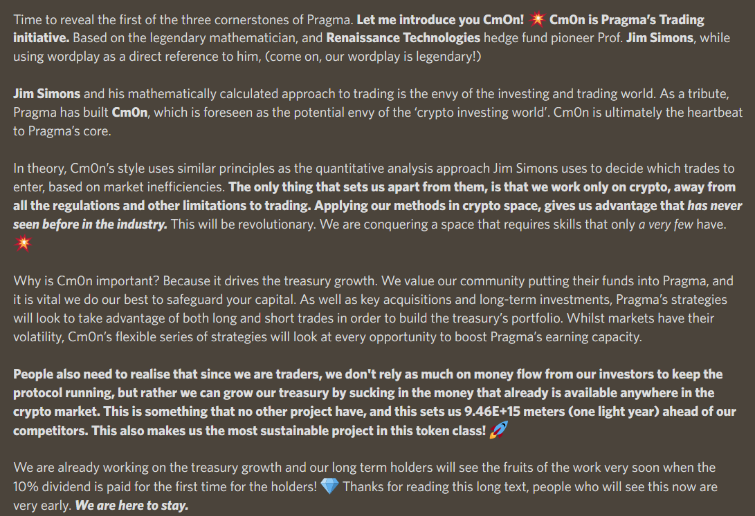 pragma_money's tweet photo. Time to reveal the first of the three cornerstones of $PRAGMA, CmOn! 💥

This is something that no other project have, and this sets us one light year ahead of our competitors.

See the picture or head to our Discord for the whole story! 🚀 https://t.co/q3GvSjqLB4