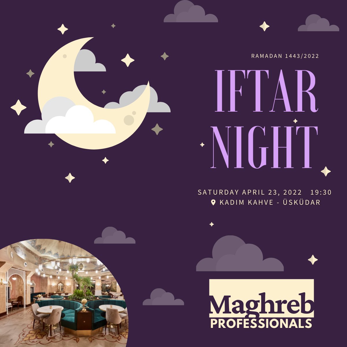 MaghrebPro's tweet photo. 📣 We're pleased to invite you to our Iftar Night. This year's fast-breaking dinner will be organized in Kadim Üsküdar. Event is open to guests outside @MaghrebPro. Participate? please fill
https://t.co/qh2XK5lPdt
#networking #event #iftarevent #opportunity #community  #moroccan https://t.co/MMg6dn0XhY