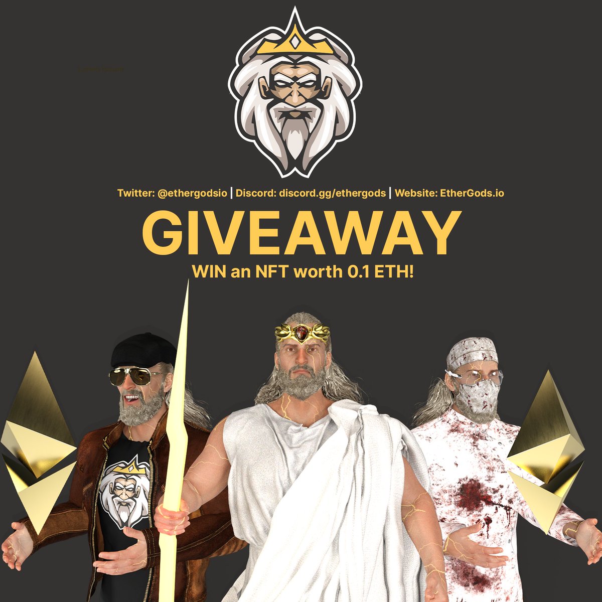 ethergodsio's tweet photo. To show you the full utility of what Ethergods offers we opened up all private holder channels in our discord for a limited time! https://t.co/oFB7WgiABz

We're also hosting a giveaway 👀
➡️To enter;
- Follow @ethergodsio 
- Retweet 🔁 &amp; Like ♥️
- Tag 3 friends!

#NFTGiveaway https://t.co/fgZt0zbjQd