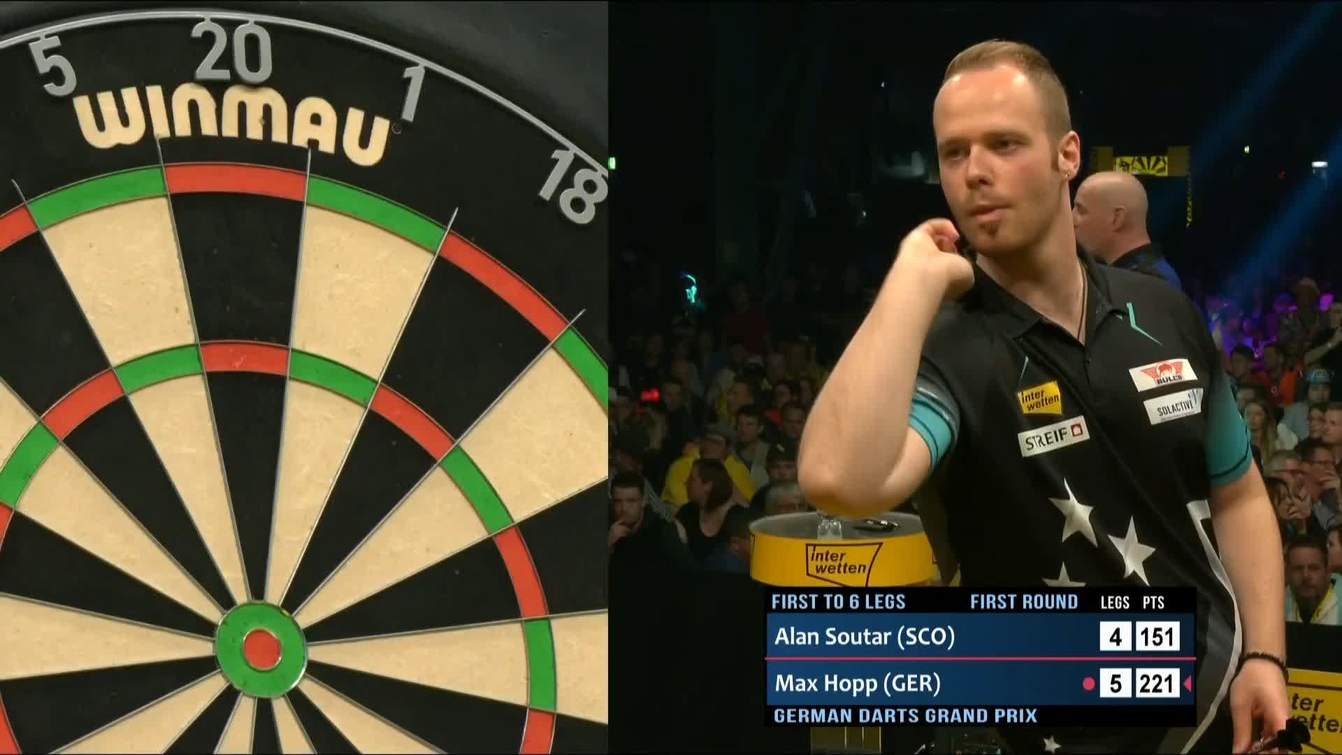 PDC Darts on Twitter "𝗛𝗢𝗣𝗣 𝗦𝗘𝗘𝗦 𝗢𝗙𝗙 𝗦𝗢𝗢𝗧𝗦! 🇩🇪 Max Hopp sends this crowd WILD! He defeats Alan