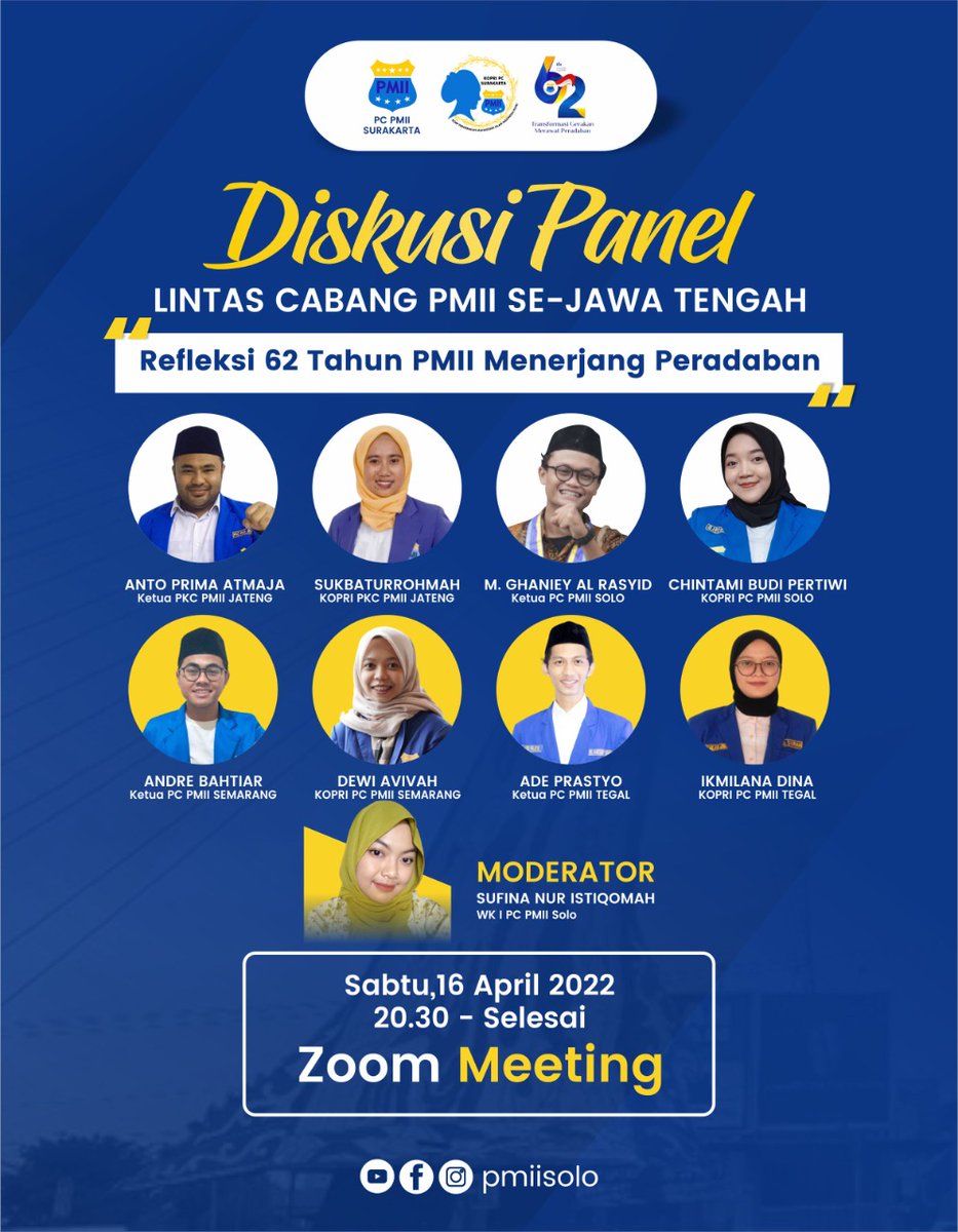PMIISolo's tweet photo. Refleksi 62 Tahun PMII Menerjang Peradaban. Baru saja, diskusi yg menghadirkan dua ketua cabang dan Kopri ;Semarang dan Tegal. Dengan refleksi tersebut harapannya sebagai ranah kontemplatif gerakan kedepan lebih baik.
#harlahPMII
#pmii https://t.co/jtaiutaGuL