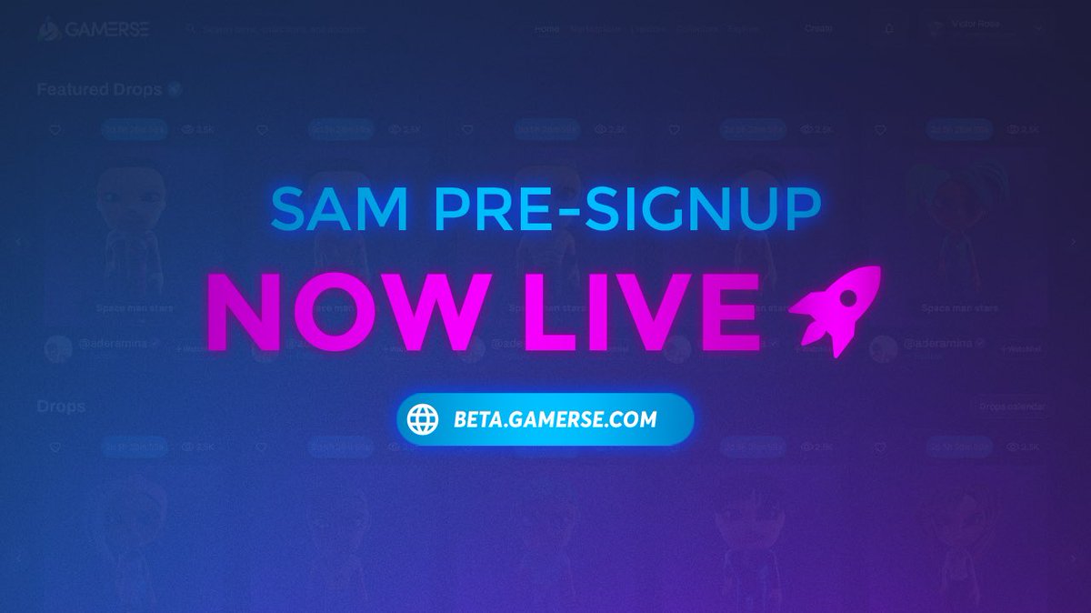 Gamersenft's tweet photo. SAM pre-signup is now LIVE! 🚀

Head over to https://t.co/dvpg1f0TjR https://t.co/xHtkUSJLQh