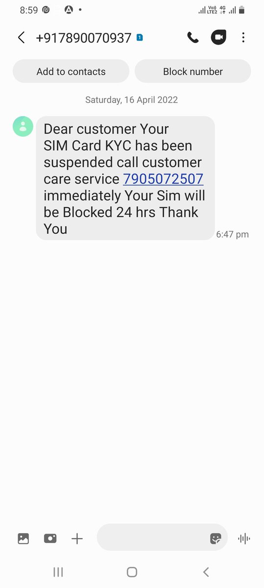 Rahulrdps_01's tweet photo. @UPPViralCheck 
Pls look in to the matter👇
Message from the number that KYC of sim card is suspended.. https://t.co/EDgdNPId7V