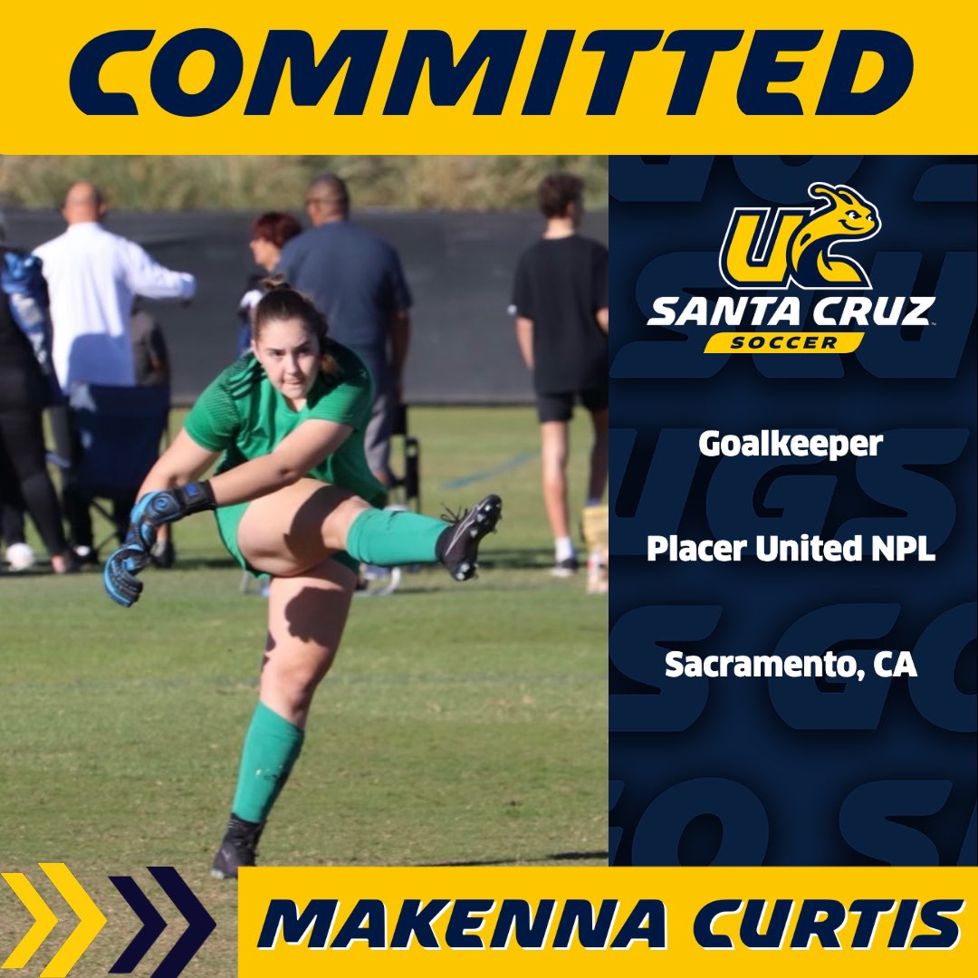 UCSCWSoccer's tweet image. Our keeper unit just keeps getting better! We are very excited to welcome Makenna to the 🍌🐌⚽️💙💛 family! #goslugs #yes2ucsc #noknownpredators #gkunion