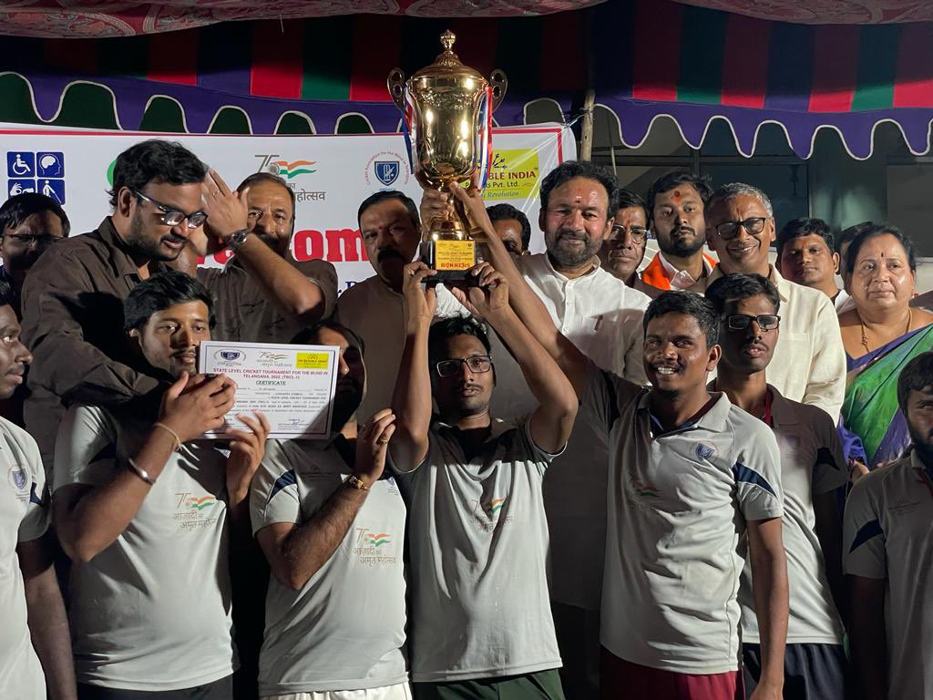 kishanreddybjp's tweet photo. Attended the Prize Distribution Ceremony of the Cultural &amp; Sports Program organised by the ‘Development Association  Of The Blind, Telangana’ for our Differently Abled Students, at HMWSSB Grounds, Amberpet, #Secunderabad. https://t.co/mGyvyNApNt