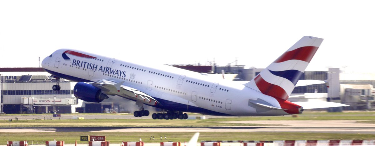 Kent_YVR's tweet photo. #SpeedbirdSaturday @British_Airways @Airbus #A380 departure as BA209 @HeathrowAirport for Miami. #GXLEL https://t.co/q8v8dbHRsM