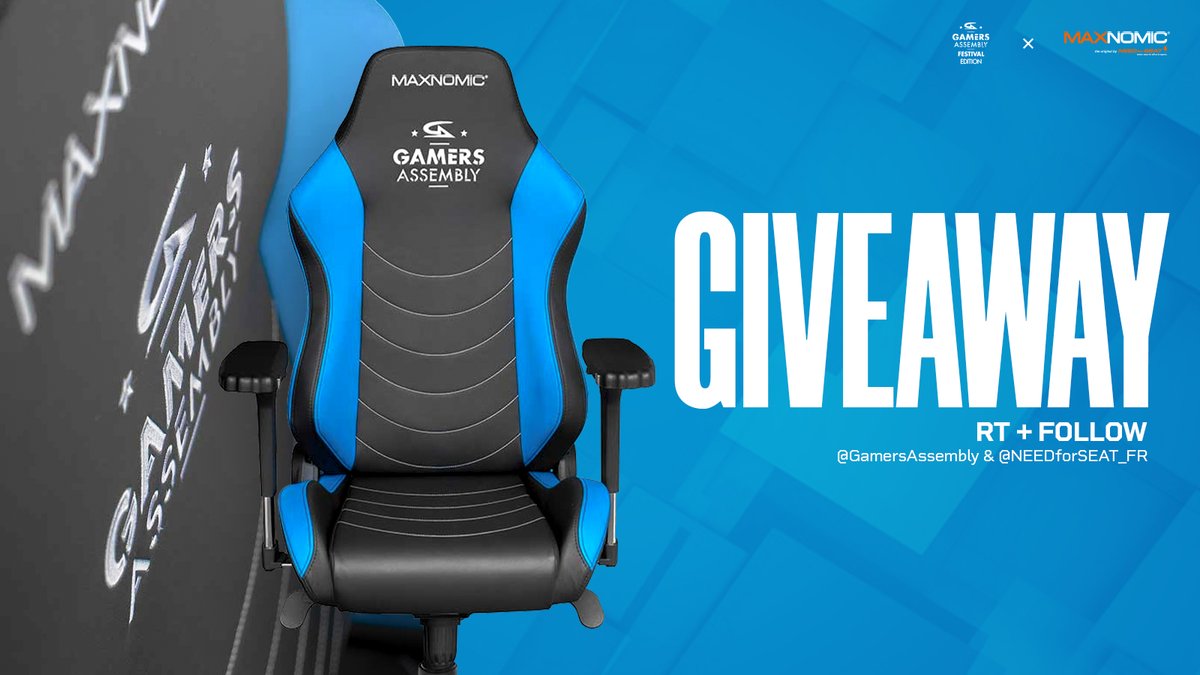 #GIVEAWAY à l'occasion de la #GA2022 !

Remportez votre siège MAXNOMIC x <a href="/GamersAssembly/">Gamers Assembly</a> edition limitée d’une valeur de 419,99€. 
Pour participer :
·  Follow <a href="/NEEDforSEAT_FR/">NEEDforSEAT® France</a> &amp; <a href="/GamersAssembly/">Gamers Assembly</a>
·  RT ce tweet

TAS le 19/04 🎁

Bonne chance !