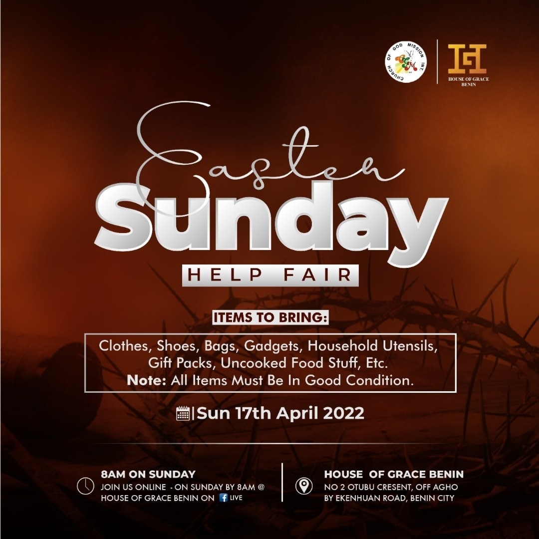 HOGbenin's tweet photo. Easter for us is all about sharing the love of God to everyone around us.
Don't forget to bring something to give to someone tomorrow at our Easter Sunday Helpfair.
.
.
.
.
#Easter
#Helpfair
#HOGBeninInvitesyou
#Godisnotangrywithyou https://t.co/g25NNXrjhj