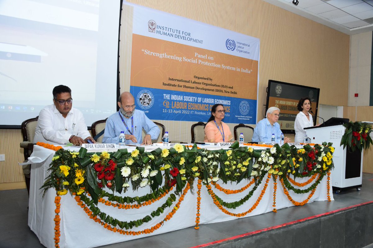 TweetIHD's tweet image. Plenary session titled “Strengthening Social Protection System in India” organised by @ILONewDelhi  and @TweetIHD was held during 62nd Labour Economics Conference of the ISLE at @iitroorkee 
#ISLE2022 #econconference #laboureconomics