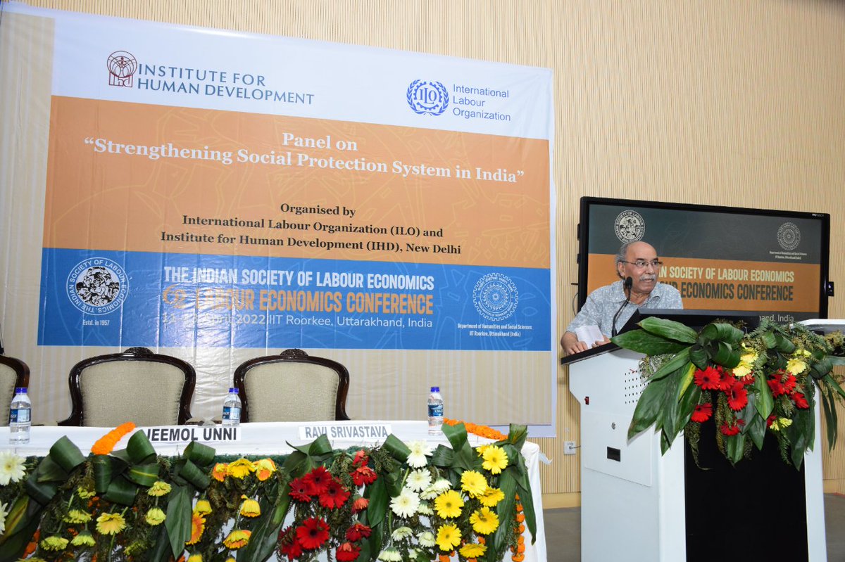 TweetIHD's tweet image. Plenary session titled “Strengthening Social Protection System in India” organised by @ILONewDelhi  and @TweetIHD was held during 62nd Labour Economics Conference of the ISLE at @iitroorkee 
#ISLE2022 #econconference #laboureconomics