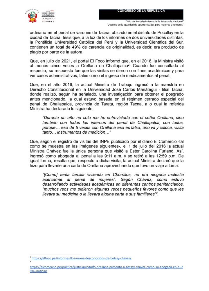 PattyChirinosVe's tweet photo. La irresponsabilidad de Betssy Chávez en la huelga de controladores aéreos dejó miles de turistas varados generando millones de pérdidas para el país. Ante ello y otros malos manejos en el @MTPE_Peru he presentado moción de interpelación contra la ministra de trabajo. https://t.co/YyOtI7Y8Yr