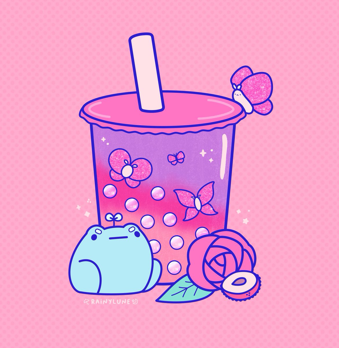 「rose lychee butterfly boba!! the butterf」|rachel 🐸 reichenbachのイラスト