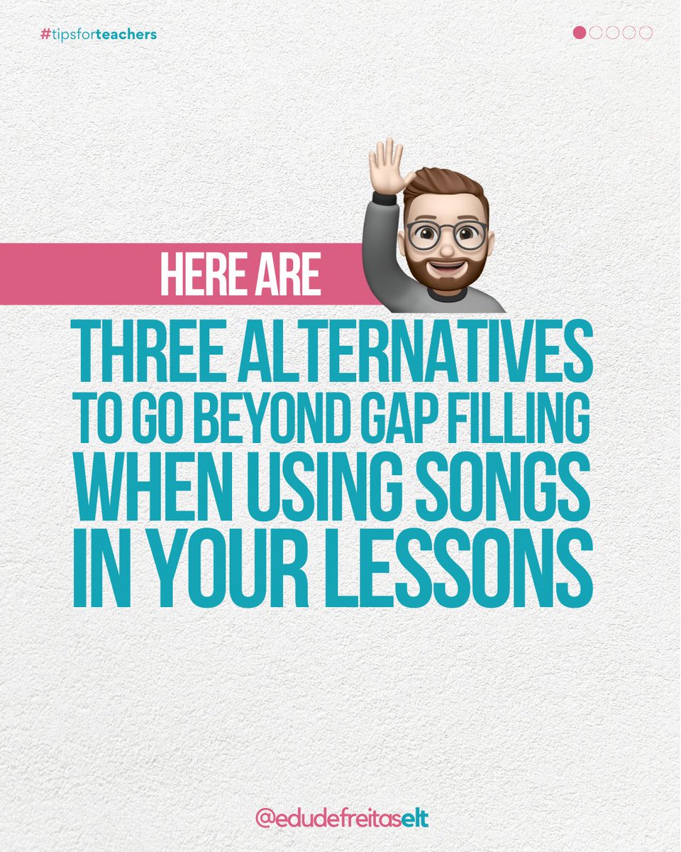 edudefreitaselt's tweet photo. Take your song activities to another level!

#education #esl #elt #teachenglish #esllearning #englishteacher #englishlanguage #celta #delta #tesol #iatefl #braztesol https://t.co/RrDmQoIday