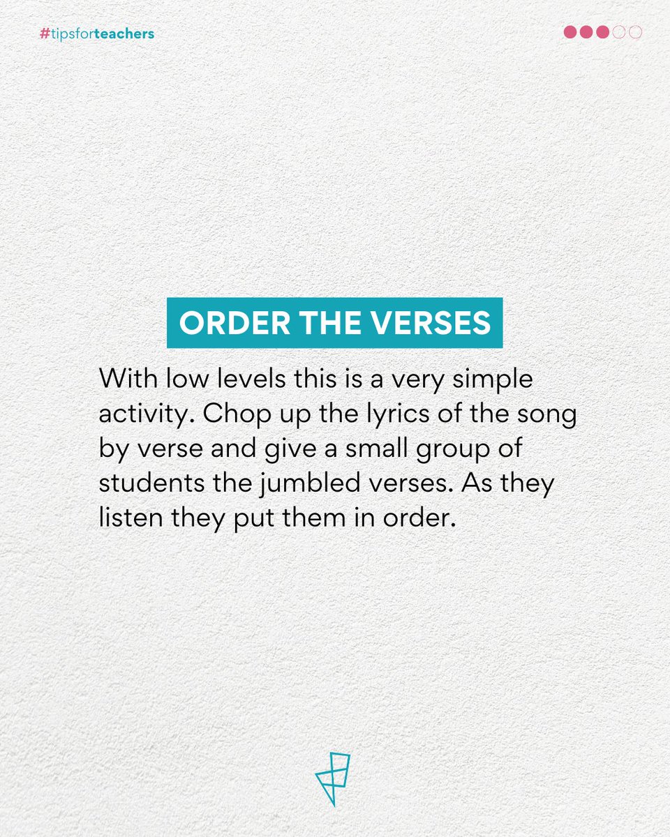 edudefreitaselt's tweet photo. Take your song activities to another level!

#education #esl #elt #teachenglish #esllearning #englishteacher #englishlanguage #celta #delta #tesol #iatefl #braztesol https://t.co/RrDmQoIday