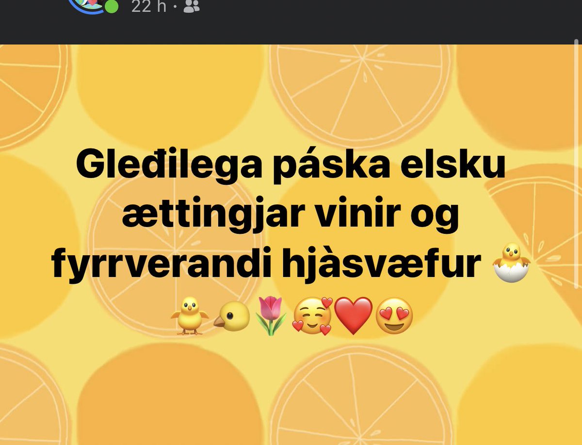 Fjarskyld frænka mín henti bara í þennan Facebook status fyrir 22 klst og hann stendur enn. 

Likea, kvitta og deila ef ykkur finnst ég eiga að enda allar kveðjur á „og fyrrverandi hjásvæfur” frá og með morgundeginum💋💋