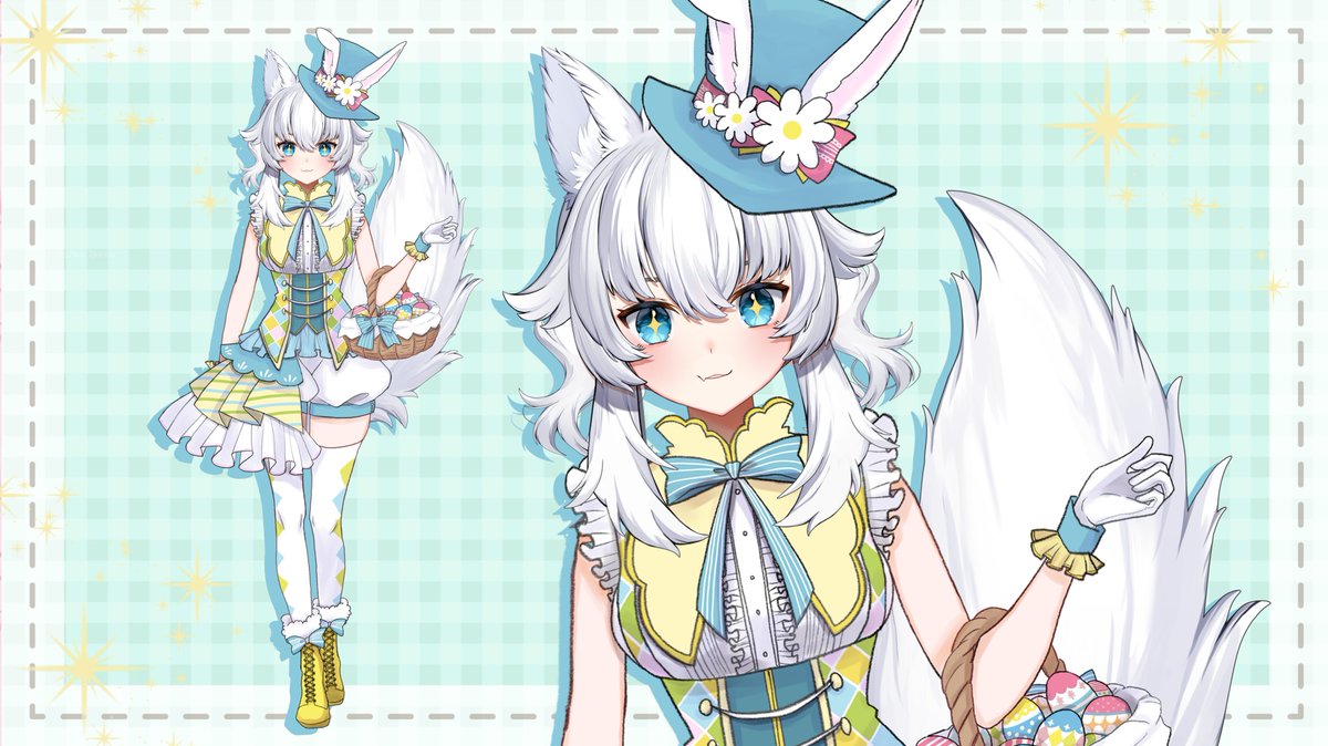 1girl animal ears tail wolf tail white hair hat wolf ears  illustration images