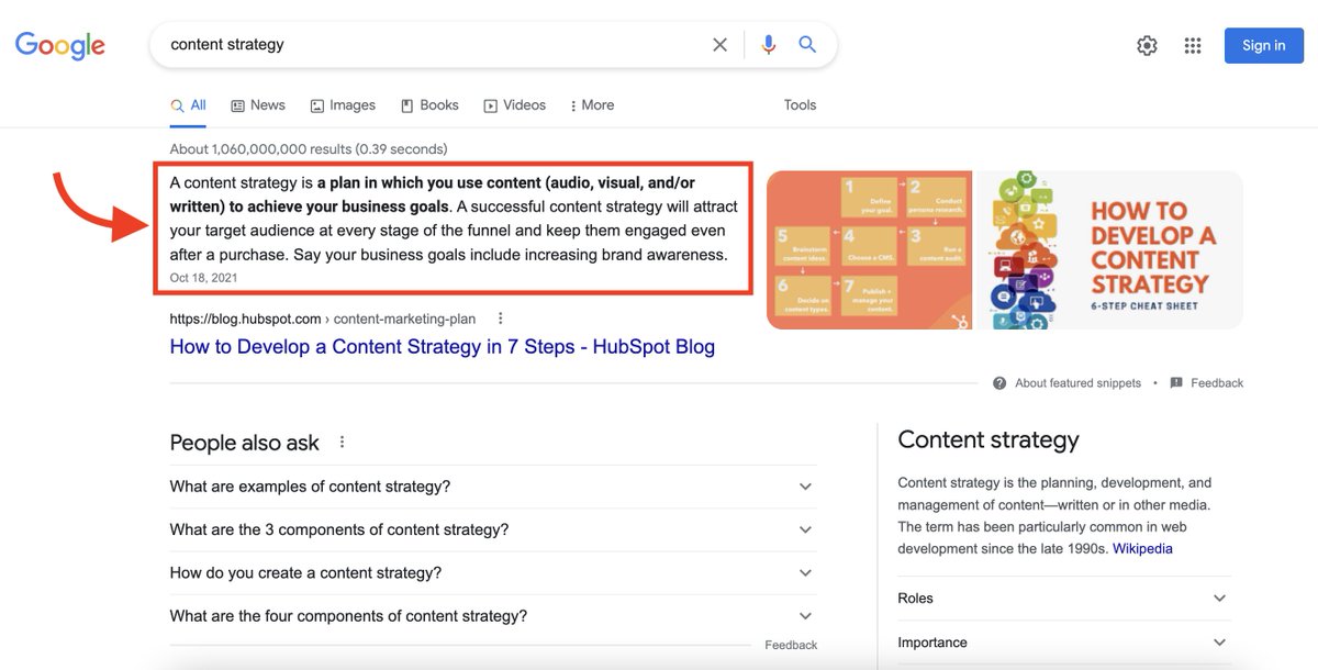 JonasSickler's tweet image. How does Hubspot win so many featured snippets?

Teamwork.

SEOs work with content writers, designers, UX teams, and developers to build these modules at the top of blog posts that target keywords with definitional intent.

This is what holistic SEO strategy looks like in action.