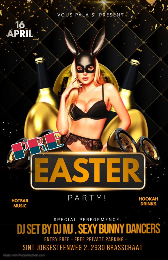 PalaisVous's tweet photo. Tonight the pre Easter party with DJ MJ on the weeks and lot of gorgeous bunny ladies on stage! See you tonight! #vouspalais #nightclub #brasschaat #Belgium #easterparty #striptrease #showtime #bunny https://t.co/8gBEEQfvO7