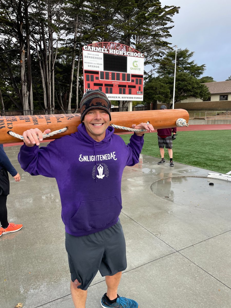 F3Monterey's tweet photo. 50/50 today at Carmel High as we celebrated Leafy Greens' 50th b-day (respect) &amp; 50th post.  Leafy Greens got his name on Big Johnson.  Pax had to carry it all workout w/o it touching the ground else burpee penalty for all.  We also go to host Mr. Potato Head down range from L.A. https://t.co/r2asrVwWK5
