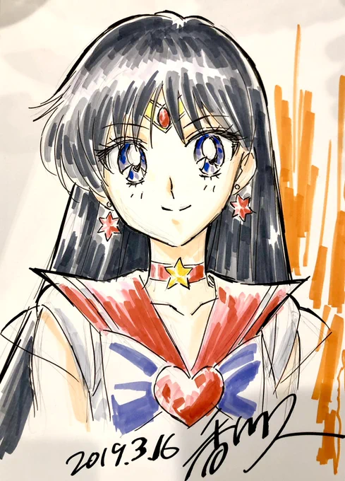 TLで火野レイちゃんの誕生日と知ったので😅…また過去絵ですが💦並べてお祝い🎉🔥🎉 