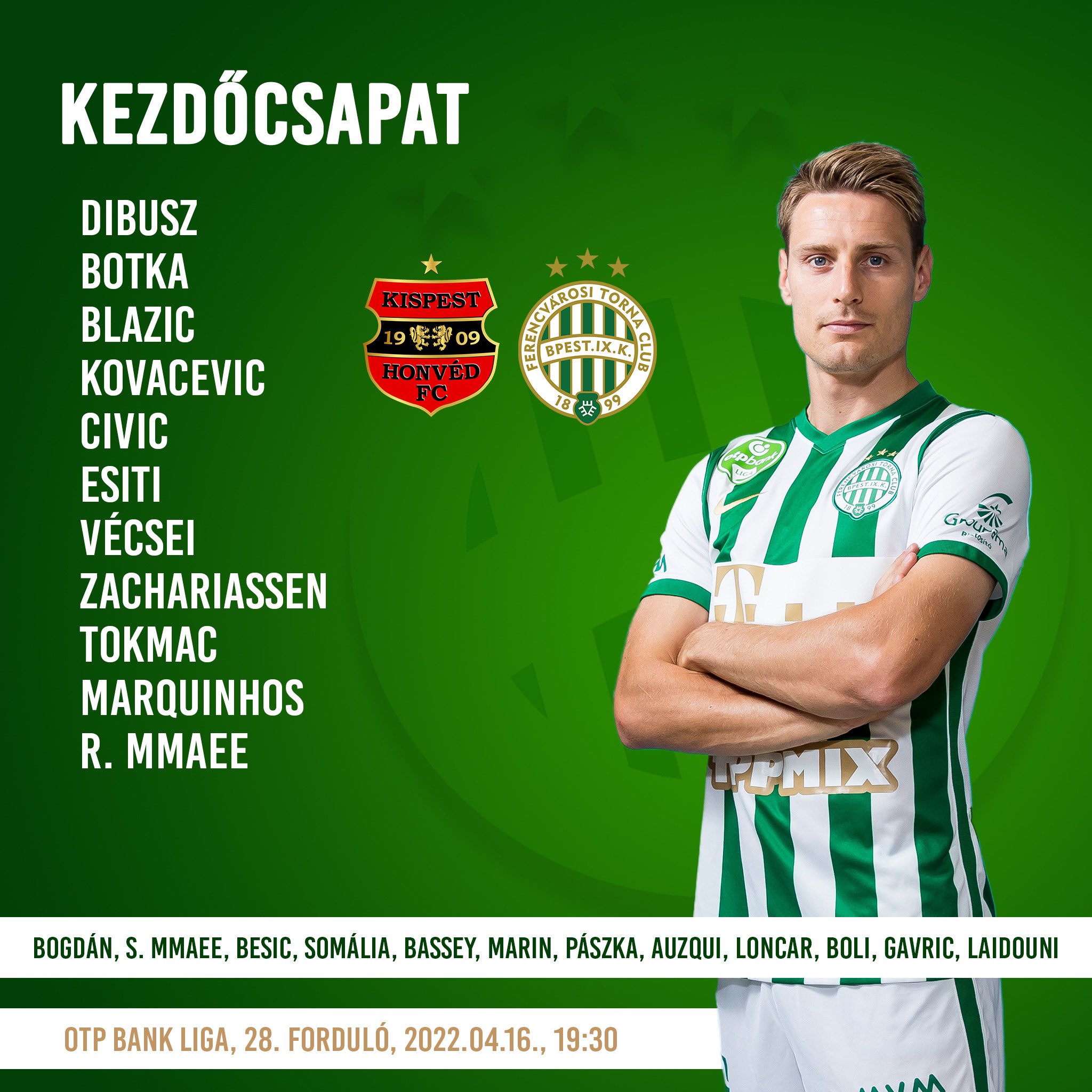 Ferencvárosi TC on X: The starting XI  / X