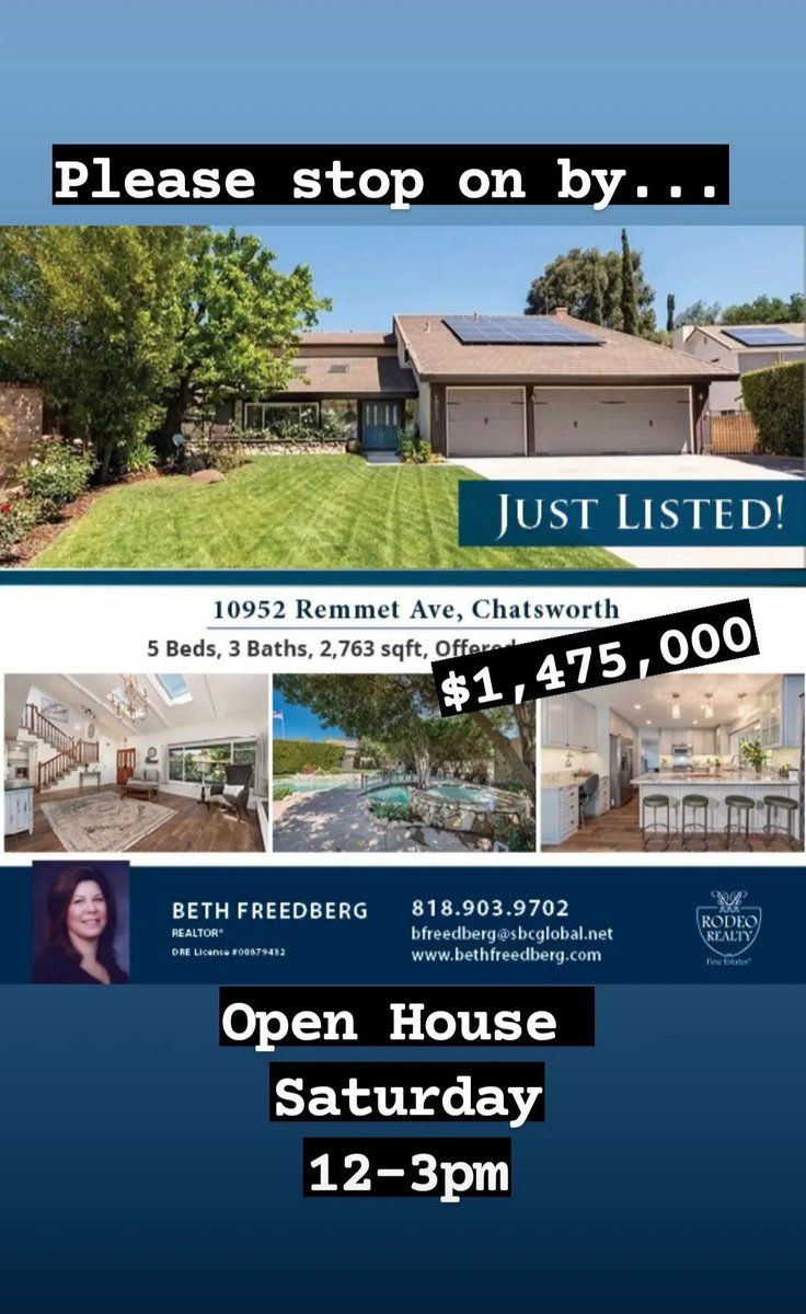bethfreedberg's tweet photo. Open House 🏡 Today 4/16 12-3pm! #openhouse #chatsworth #realestate #poolhome #largelot #horseproperty #bethfreedberg #realtorlife https://t.co/Q3sx8OhCsd