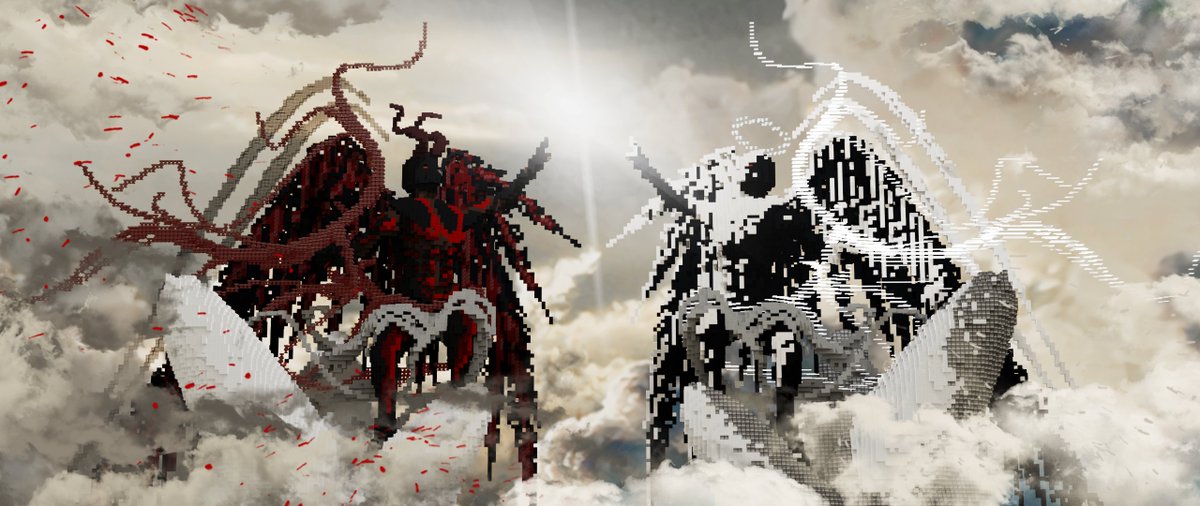 Hello all ! 
I'm proud to present you this new organic build !
It's a fierce competition between good and evil :).
°Build by me.
°Render by me

#Minecraft #Minecraftbuilds #Minecraft軍事部  #minecraft建築コミュ