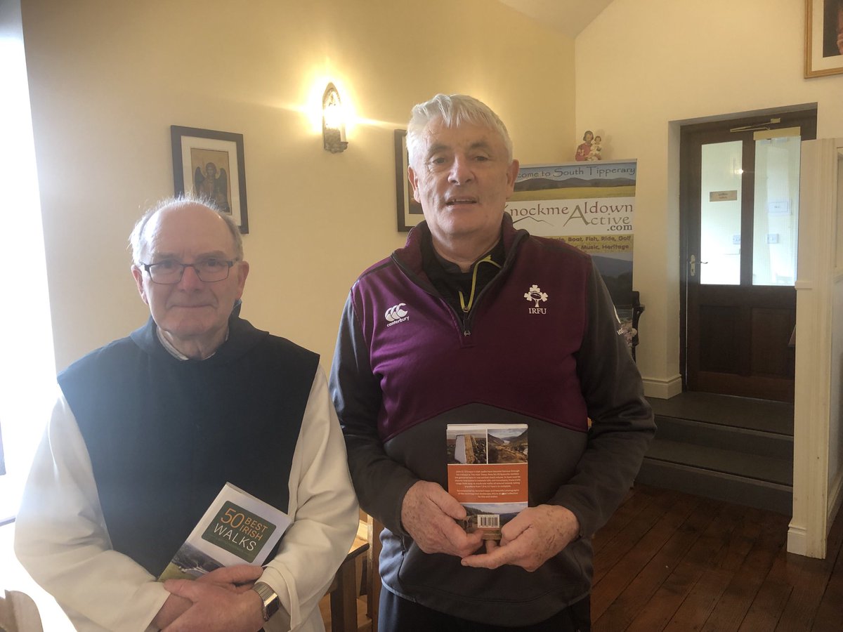 Johngodwyer1's tweet photo. Was down in #MountMelleray Abbey today to meet almost 300 walkers doing #StDeclansWay and to present a copy of 50 Best Irish Walks to Fr Denis Luke 
of the Abbey. #pilgrimpathsirl https://t.co/N6U7xoGIHi