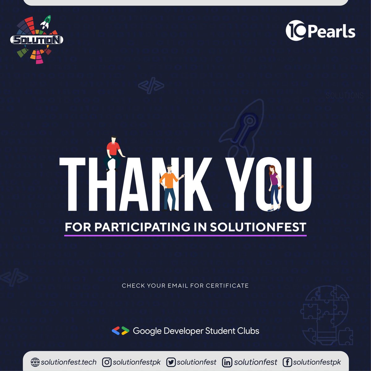 solutionfest's tweet photo. To all the students who participated in Solution Fest, Thank you for joining us.
We wish good luck to all the participants. You are talented, courageous, and strong!
#SolutionFest #GDSC #SolutionChallenge #developerstudentclubs https://t.co/7ugnWiFfim