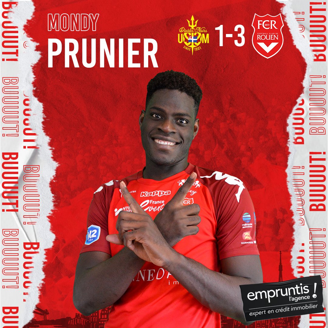 fcr1899's tweet photo. ⏱️45'+2 1️⃣-3️⃣ BUUUUUUT !!! Ballon perdu par Curtius dans la surface adverse, passe de Bernasque pour Mondy Prunier qui pousse le ballon au fond des filets ! 🔴⚪️⚽️ 

#TeamFCR #Rouen #Normandie https://t.co/ETEJ6pZe19