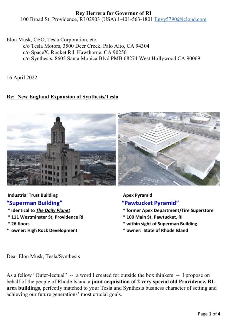 govkingINRI's tweet photo. GOP candidates for Governor of Rhode Islands letter to @synthesischool @elonmusk @chrismanfrank @josh_dahn @anafabrega11 let’s let Superman save the kids 🦸🏻 https://t.co/fEOYRA7BTZ
