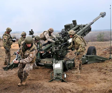 S_On_Missions's tweet photo. #USArmy Soldiers, assigned to 2d Cavalry Regiment, and Latvian service members, fire a M777 155mm Howitzer during Operation #SummerShield XII at Adazi Military Base, Latvia, March 27, 2015. https://t.co/CAF8Pv8rK3