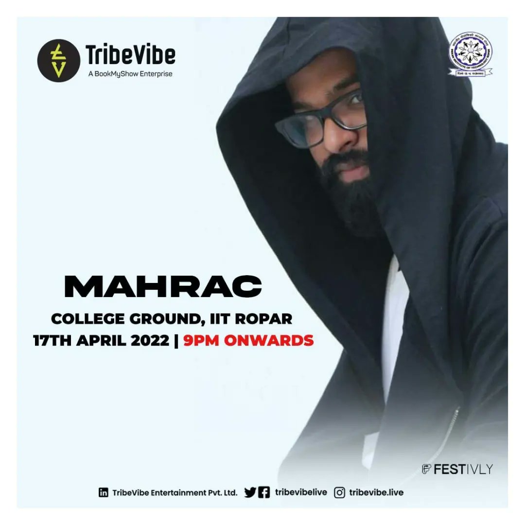 TribeVibeLive's tweet photo. Your weekend party plans are all covered!
Cause @BODMASmusic & #Mahrac are ready to show you what a fabulous evening looks like at @iitrpr on 17th of April, 9 pm onwards.
#festivly
@shovenshah
#Tribevibe https://t.co/HHNqSfFVPx